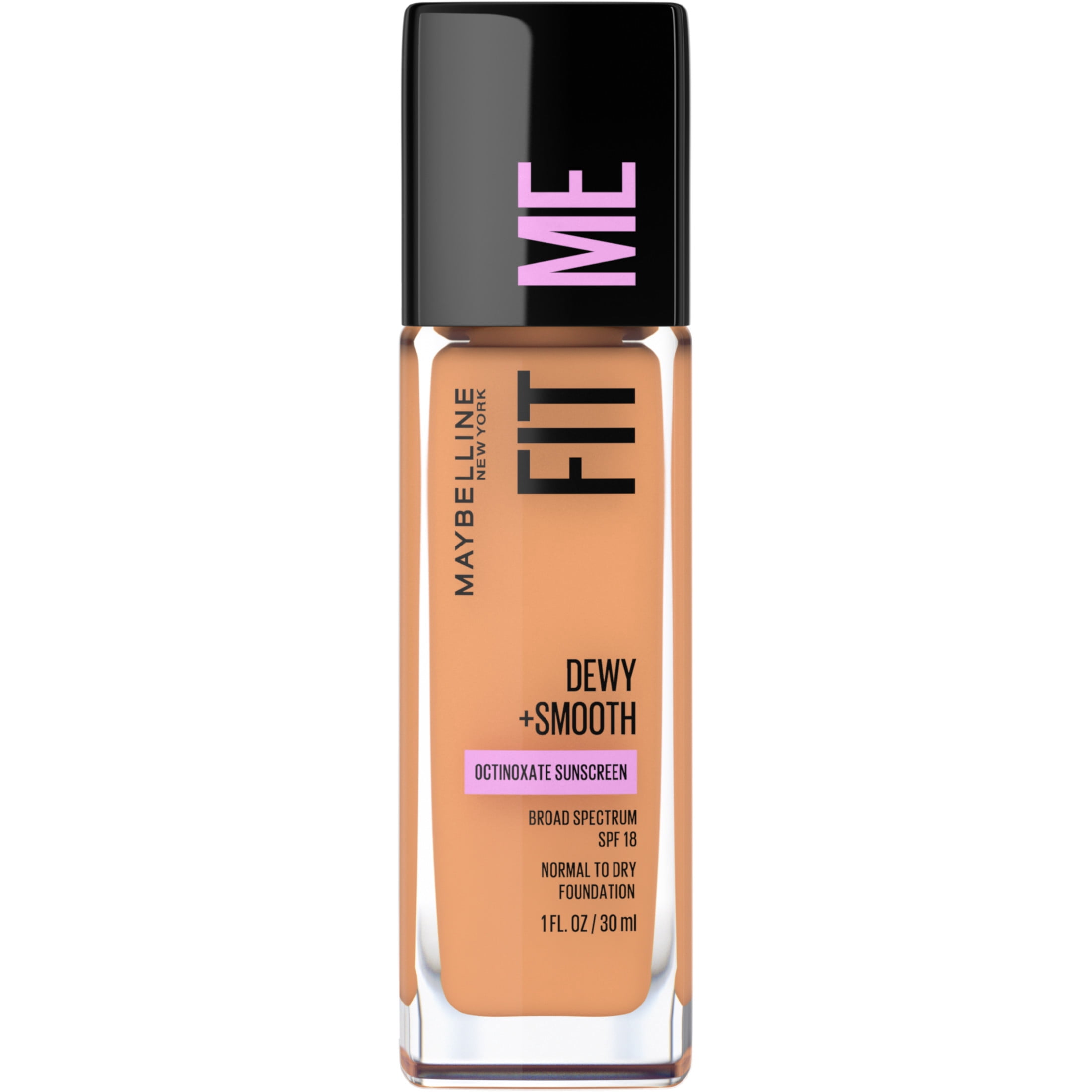 (2 pack) Maybelline Fit Me Dewy and Smooth Liquid Foundation, SPF 18, 322 Warm Honey, 1 fl oz