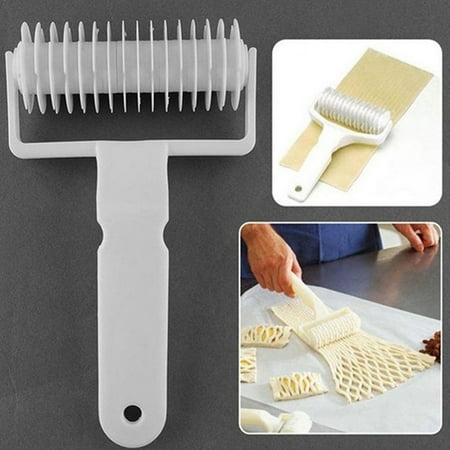 

Lattice Roller Cutter Cookie Pie Pizza Bread Pastry Crust Roller Cutter Baking Tool Household Time-Saver Baking Pastry Tools for Pie Pizza Biscuits Plastic Dough Lattice Cutter (White L)