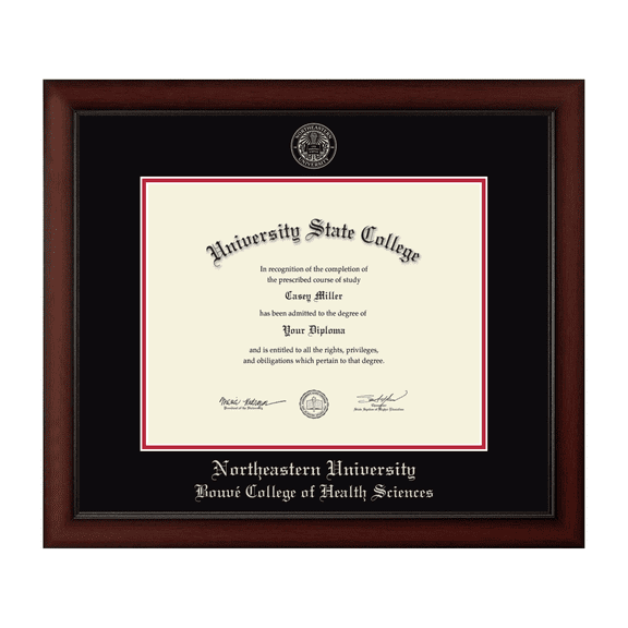 Framerly - Northeastern Health Diploma Frame with Black and Red Mat