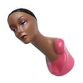thumbnail image 3 of Maniquí de peluca femenina de 20'' con sombrero, bufanda, gafas y auriculares. Rosado, 3 of 7