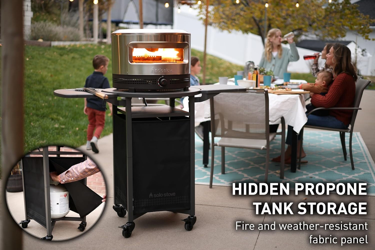 Solo Stove Pizza Oven Cart for Outdoor Pi Pizza Ovens | Portable Pizza Oven Table, Compatible with the entire Pi family, Locking Wheels, Foldable Shelves, Steel, Height: 35.75 in, Weight: 43 lbs