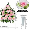 thumbnail image 2 of Artificial Cemetery Flowers, Memorial Rose Flowers Grave Decoration Flower Bouquets with Vase for Cemetery Graveyard Headstones Decor, Set of (Pink), 2 of 5