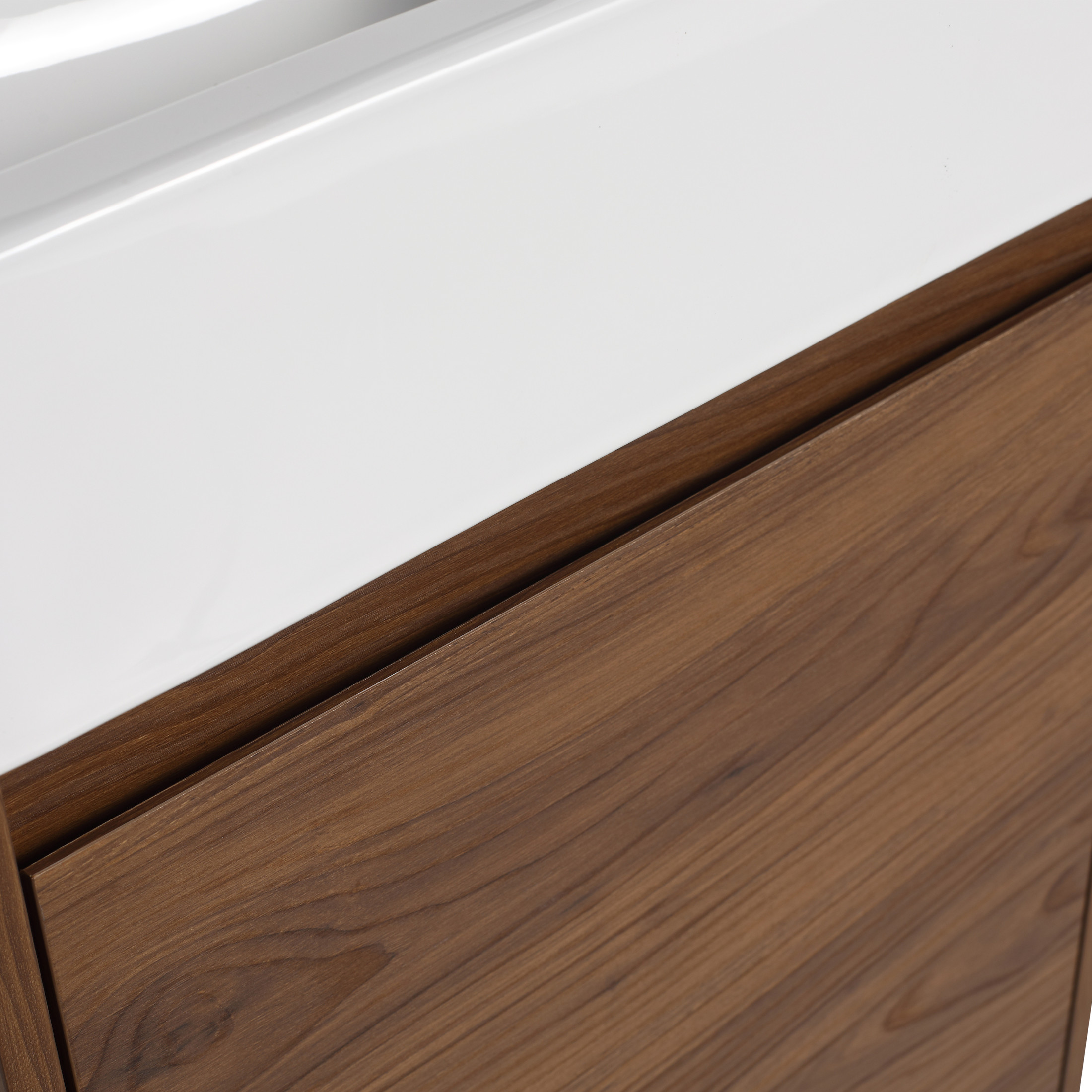 Noble House 18" Slim Floating Bathroom Vanity, Ceramic Sink, Soft-Close Door, Small Wall-Mount, Brown Ebony