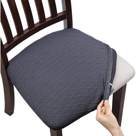 Banquet,Kitchen Chair Seat Cushion Protector Covers Set of for Dining Room, Stretch Removable Washable Dining Chair Seat Slipcovers for Home,（dark gray）