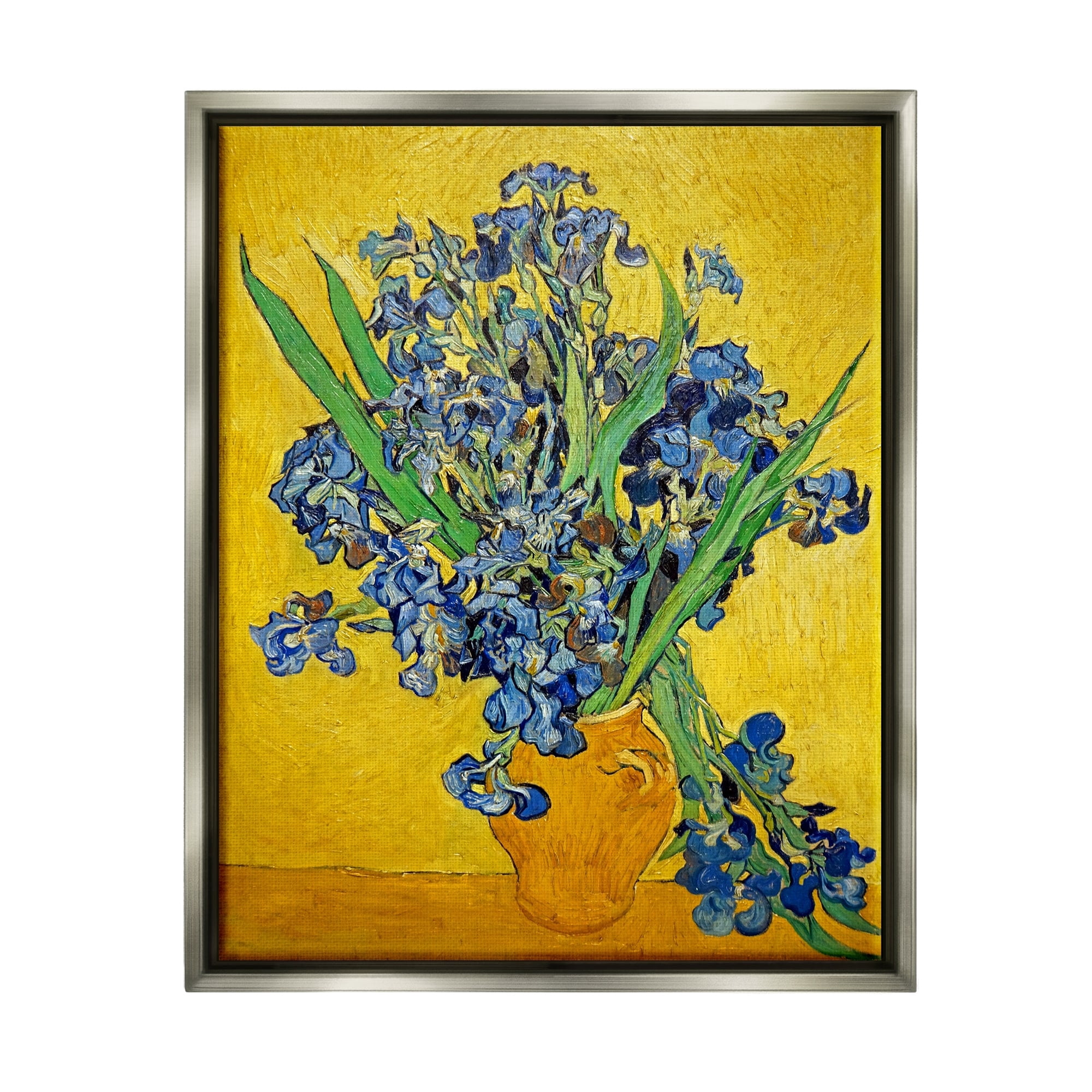 Stupell Industries Vaas met Irissen Vincent van Gogh Iris Flower Painting Painting Luster Gray Floating Framed Canvas Print Wall Art, Design by one1000paintings