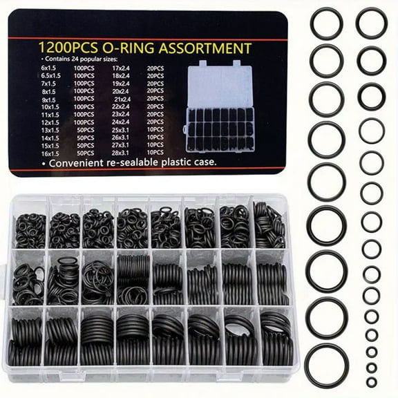1200Pcs O-Rings Kits Rubber Assortment Kit For Plumbing Automotive Repair Box High Temperature And Waterproof Sealing Gasket