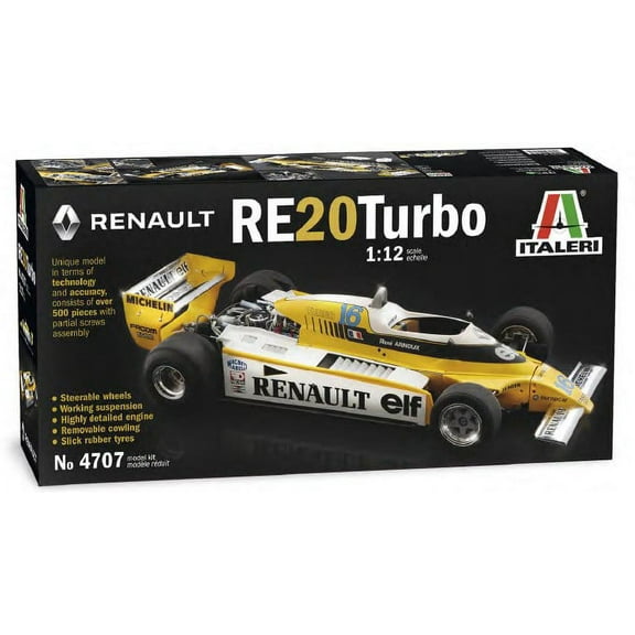 Italeri 4707 1:12 Renault RE20 Turbo Formula 1 Race Car Plastic Model Kit
