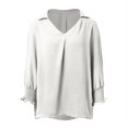 thumbnail image 4 of HCYSFG Womens Solid Color T Shirts V Neck 3/4 Puff Sleeve Smocked Casual Tees Loose Fit Classic Everyday Fall Tops, 4 of 5
