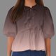 thumbnail image 3 of Camisetas de Manga Corta para las Mujeres Lanterna Manga Corbata Plisado Cuello Redondo, Casual Recortado Camiseta Top para Gimnasio Y Diario, 3 of 5