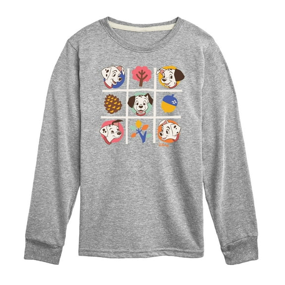 Disney - 101 Dalmatians Animated - Tic Tac Toe Grid of Puppies - Toddler And Youth Long Sleeve Graphic T-Shirt