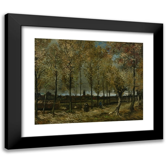 Vincent van Gogh 14x12 Black Modern Framed Museum Art Print Titled - Poplars Near Nuenen (1885)