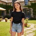 thumbnail image 3 of Tween Shirts for Girls Black Top Atheltic Shirt Slim Fitted Ruched Side Girls T Shirts 11-12 Years, 3 of 4