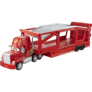 Disney Pixar Cars Mack Hauler Truck with Ramp, 13-inch Toy Transporter with Storage for 12 Cars