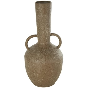 DecMode 17" Antique Inspired Brown Metal Vase with Handles