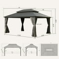 thumbnail image 6 of Domi Outdoor Living 10’ X 14’ Hardtop Gazebo Canopy with Netting & Curtains, Outdoor Aluminum Gazebo with Galvanized Steel Double Roof for Patio Lawn and Garden, Gray, 6 of 7