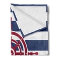 thumbnail image 2 of Ships Wheel Soft Flannel Fleece Throw Blanket, Illustration of Ship Steering Wheel on a Stripped Background Artwok, Cozy Plush for Indoor and Outdoor Use, 50" x 60", Navy Blue Red, by Ambesonne, 2 of 5