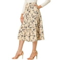 thumbnail image 4 of Allegra K Women's Elastic Waist Layers Vintage Pockets Floral Midi Skirt, 4 of 6