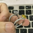 thumbnail image 2 of HLONK Womens 925 Silver Crystal Rings 1.5 Carat Square Zircon Rings 2 Color-White Stone-9, 2 of 5