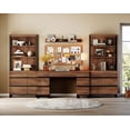 thumbnail image 5 of WAMPAT Home Office Furniture Set: 59in Modern Executive Desk with Charging Station and Drawers and 2 PCS 72in Tall Bookcases with 6 Drawers, Home Office Furniture for Living Room, Bedroom, Brown, 5 of 17