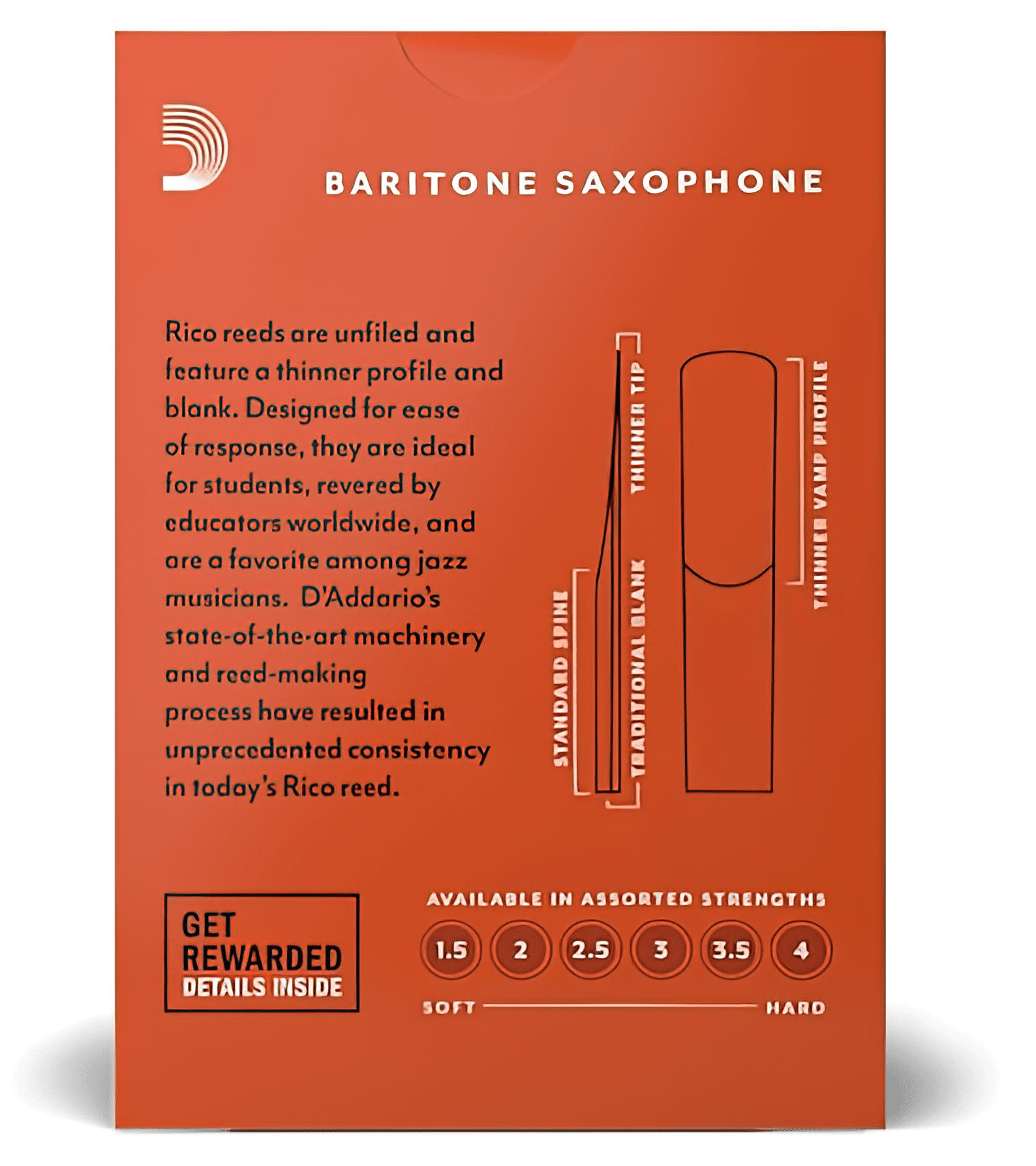 Rico by D'Addario Baritone Sax Reeds, Strength 3, 3-pack