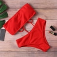 thumbnail image 2 of JoveMarine Women's Bandeau Two-Piece Bikini Set, Strapless with Padded Cups, No Underwire, Summer Beach Swimsuit, Trendy Bikini Sets for Women,Red M, 2 of 4