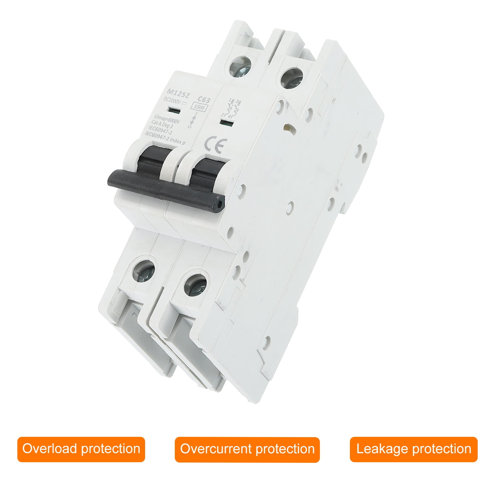 1 Pcs DC Miniature Circuit Breaker 2P 63A 1000V Isolator M125Z DIN Rail Mount Disconnect Switch Circuit Breaker Protection Thermal Magnetic Trip