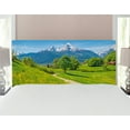 thumbnail image 1 of Landscape Headboard, Wildflowers in the Alps and Snow-capped Mountains National Park Bavaria Germany, Upholstered Decorative Metal Bed Headboard with Memory Foam, Full Size, Yellow Green, by Ambesonne, 1 of 4