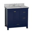 thumbnail image 4 of Paige 36" Bathroom Vanity with Royal Blue Cabinet and Carrara Marble Top, 4 of 5