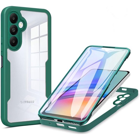 Case for Galaxy S24 FE,Slim Full-Body Rugged Protective Clear Colorful Back Hybrid 3-in-1 Case with Built-in Screen Protector Phone Case for Samsung Galaxy S24 FE 5G,2024 (Green)
