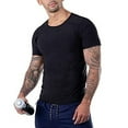 thumbnail image 6 of Sauna Suit for Men Short Sleeve Workout Sauna Shirt Compression Sweat Vest Slim Body Shaper Black+Blue 2XL, 6 of 7