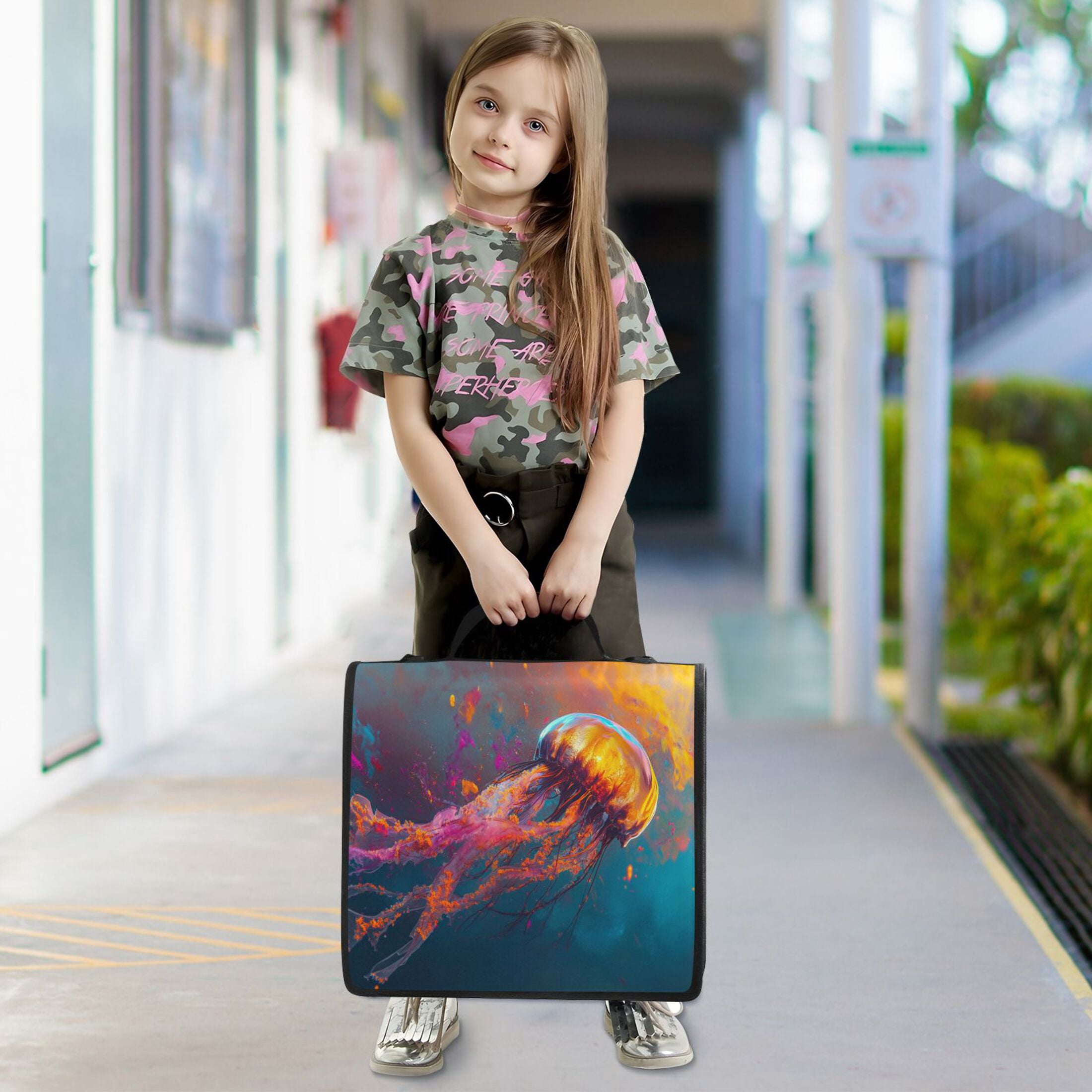 YAZAOO Zipper Binder trapper keeper Documents Organized Design Colorful Jellyfish Art Printed