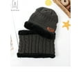 thumbnail image 3 of Gustave 2Pcs Winter Hat Scarf Set Lined Skull Cap Warm Knitted Beanie Hat for Men Women Kids "Gray", 3 of 3