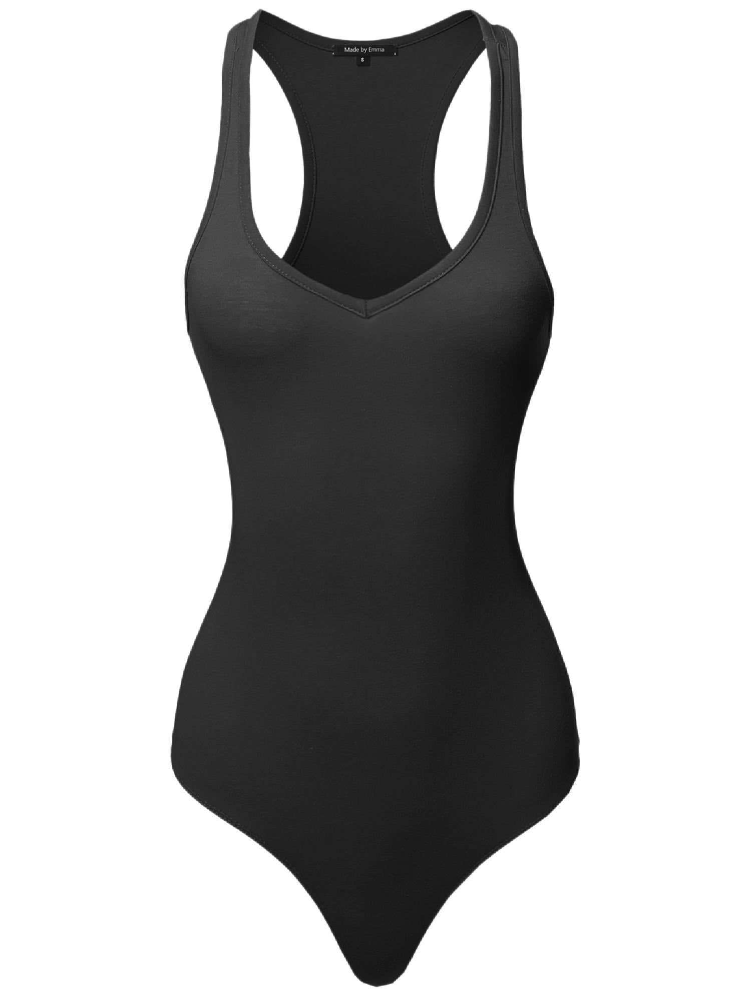 FashionOutfit Women's Classic Solid Sleeveless VNeck Bodysuit