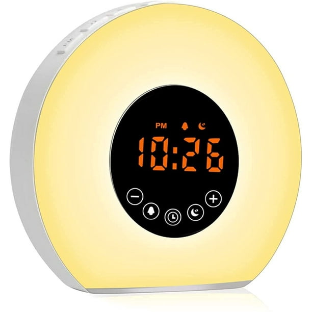 Lampara de noche LED con 7 sonidos y colores de la naturaleza 10 configuraciones de brillo luz de despertador perfecta para ninos bebes y adultos Radio despertador con amanecer Walmart en linea