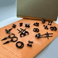 thumbnail image 4 of 15 Pairs Earrings for Men, Black Stainless Steel Earrings Stud Kit for Men Women Fashion Piercing Jewelry Cross Dangle Hoop Earrings Set, 4 of 7