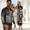 thumbnail image 2 of Chririnla Rainbow Gradient Print Couple Clothes Hawaii Luau Party Outfit Trendy Long Pencil Dress for Women,Long Sleeve Button Down Shirts for Men,Couples Matching Outfit Husband Wife Elegant Clothes, 2 of 6