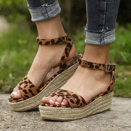 

eczipvz Shoes for Women Wedge Heels for Women Women s Open Toe Wedge Sandal Slip On Elastic Ankle Strap Platform Sandals Dressy Comfortable Wedges Shoe Brown