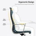 thumbnail image 5 of Cottinch Ribbed Office Chair High Back Genuine Leather Ergonomic Desk Chair with Arms, Adjustable Height Executive Conference Task Chair Swivel Chair for Home Office, Blue, 5 of 11