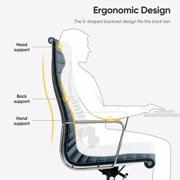 Cottinch Ribbed Genuine Leather Office Chair, High Back Executive Conference Chair Adjustable Ergonomic Computer Chair Blue 1PC