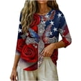 thumbnail image 7 of 250th Anniversary Women's Casual 3/4 Sleeve T-Shirt 250 Years of Freedom Shirt American Flag Patriotic Clothes, 7 of 7