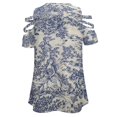 thumbnail image 5 of Oile De Jouy Womens Summer V Neck Zipper Top Short Sleeve T Shirt Off Shoulder Top Casual Classy Loose Shirts, 5 of 7