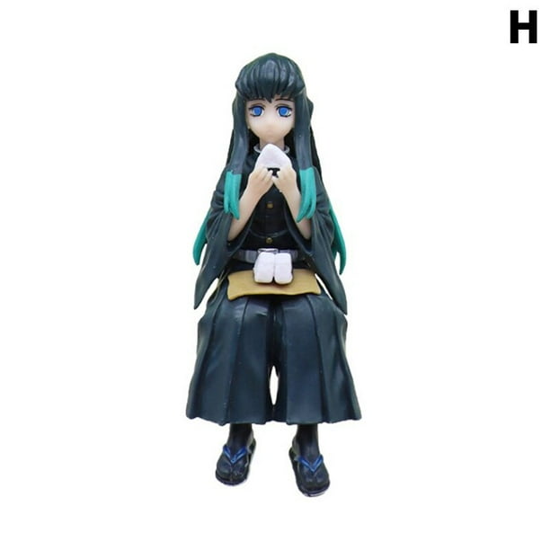 Anime Demon Slayer Nezuko Kamado Tanjiro Kawaii figura sentado acción figura PVC gráfico hoja fantasma modelo coleccionable zhangmengya LED
