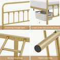thumbnail image 4 of Alden Design Twin Size Metal Platform Bed Frame with High Headboard and Footboard for Adult, Antique Gold, 4 of 10