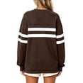 thumbnail image 5 of Women Varsity‑Style Striped Sweatshirt Oversized Long Sleeve Pullover Crew Neck Casual Fashion Tops, 5 of 5