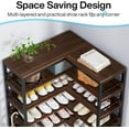 thumbnail image 4 of 9 Tiers Corner Shoe Rack, Tall Shoe Rack Organizer, Large Shoe Storage Shelf for Entryway Hallway Closet, Rustic Brown, 4 of 5