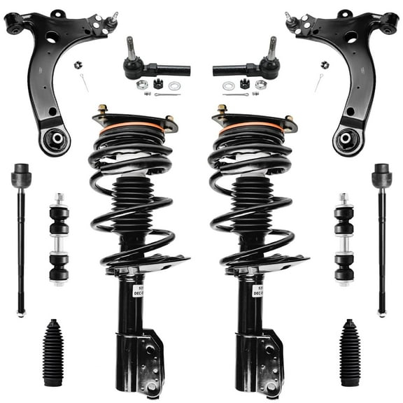 Detroit Axle - 12pc Front Struts Lower Control Arms w/Ball Joint Sway Bars Tie Rods Replacement for Buick Allure Fits select: 2006-2008,2010-2013 CHEVROLET IMPALA LT