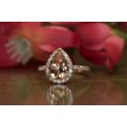 thumbnail image 3 of HeartsAndYou 3ct Pear Cut Natural Peach Morganite Ring 14k SOLID Rose Gold & Moissanite Halo, 3 of 9