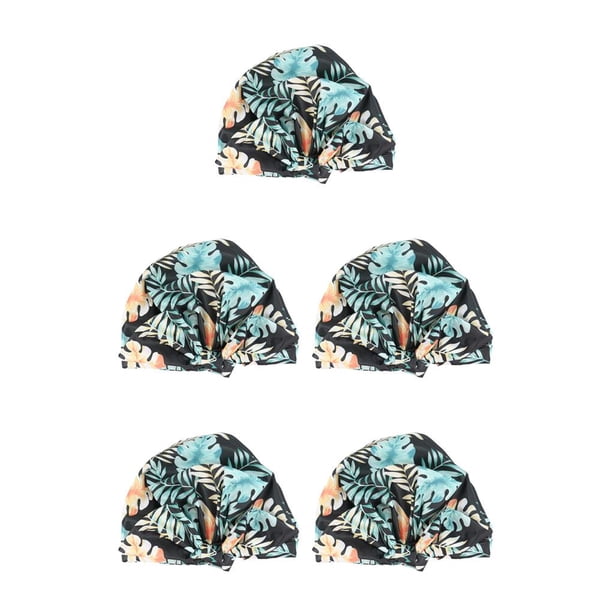 Inteprter Gorros para el cabello seco para ducha, cubierta de banda elástica resistente al agua con estampado de flores, turbante, sombrero rizado Type2 NO2 Inteprter CBP395415