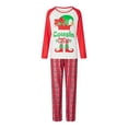 thumbnail image 2 of Christmas Pajamas for Family, Long Sleeve Elf Print Tops + Plaid Pants Set Sleepwear Loungewear, 2 of 10
