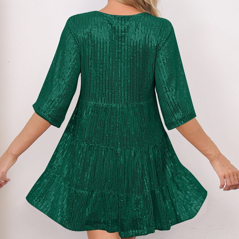 green emerald velvet dress Sari Babydoll Dress — Forest Green Cotton main image 0